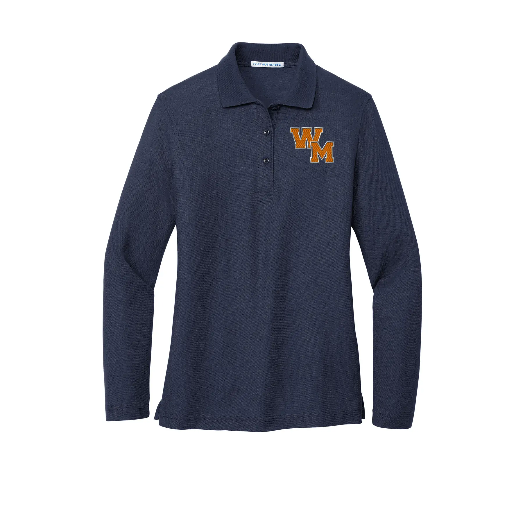 WM Embroidered Logo Ladies Long Sleeve Polo - Image 1