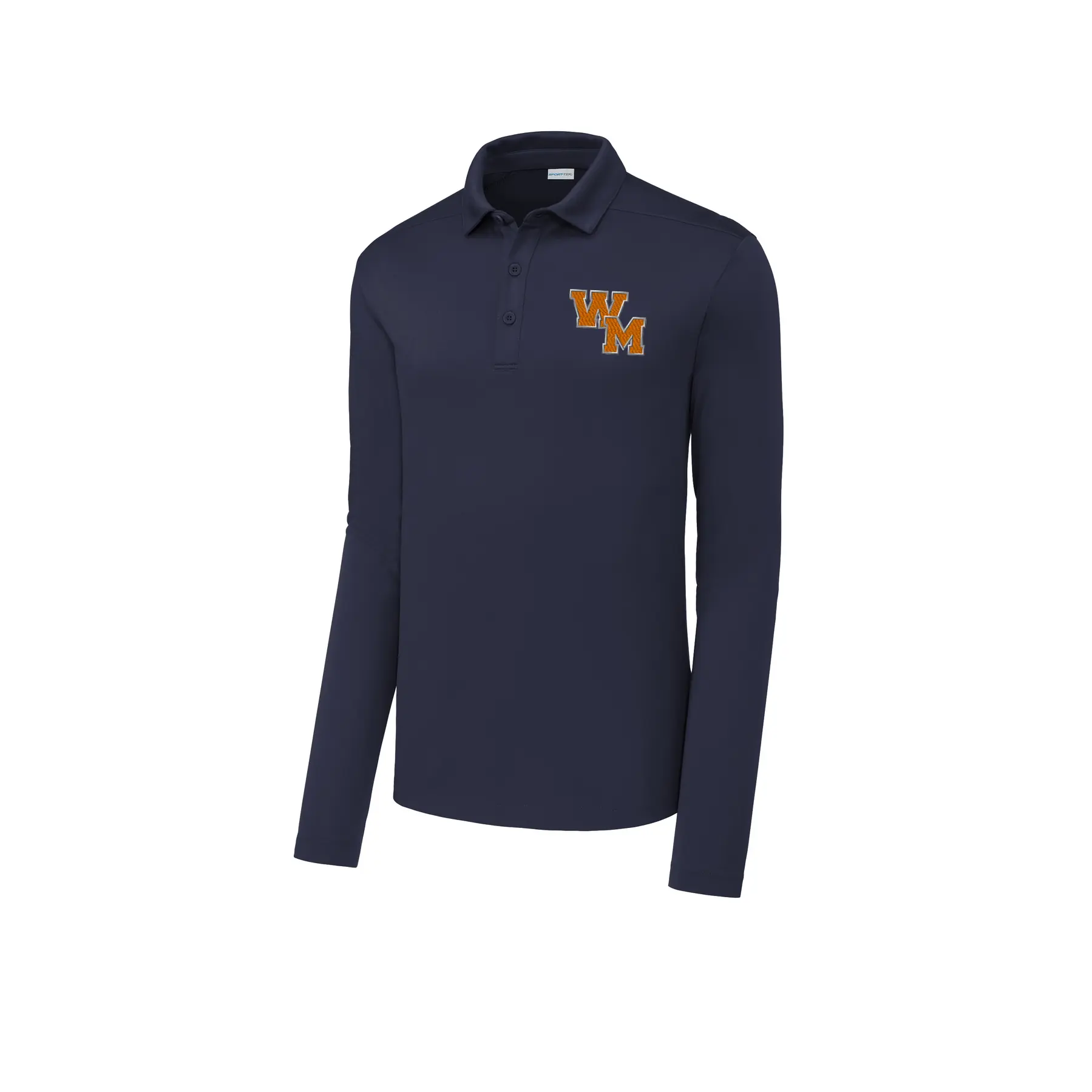 WM Embroidered Logo Adult Long Sleeve Polo - Image 1